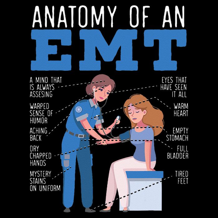 Anatomy Of An EMT Paramedic EMT EMS Health Care Cooling Performance Crew T-Shirt