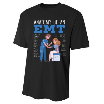 Anatomy Of An EMT Paramedic EMT EMS Health Care Performance Sprint T-Shirt