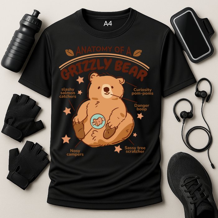 Anatomy Of A Grizzly Bear Cooling Performance Crew T-Shirt