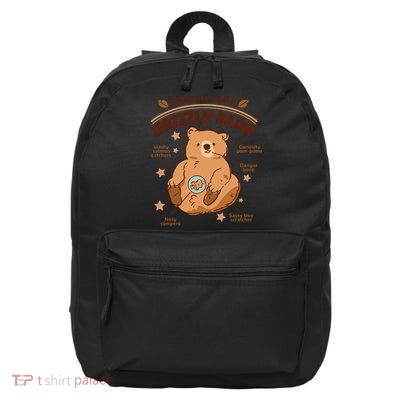 Anatomy Of A Grizzly Bear 16 in Basic Backpack
