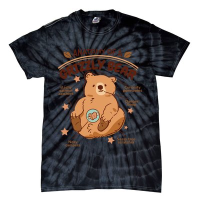 Anatomy Of A Grizzly Bear Tie-Dye T-Shirt