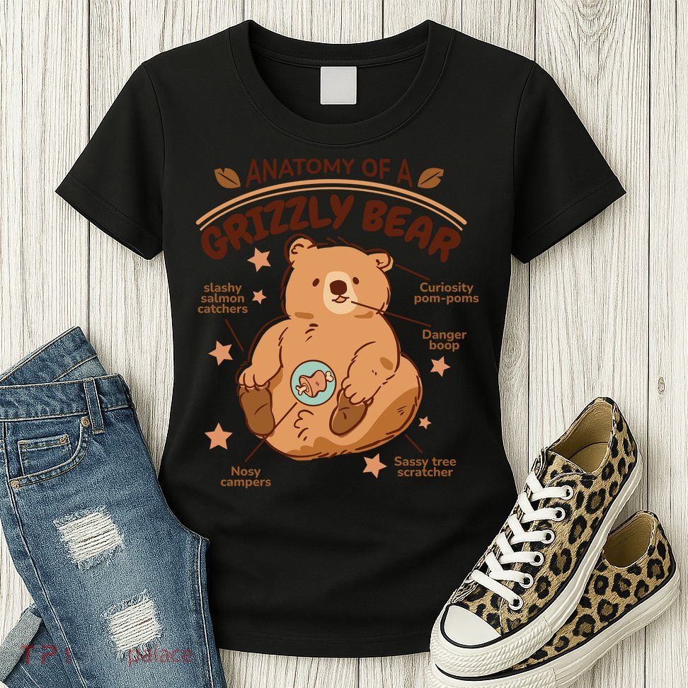 Anatomy Of A Grizzly Bear Womens T-Shirt