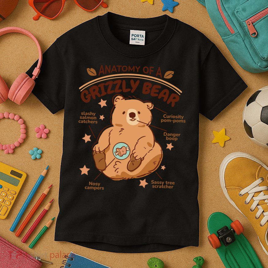 Anatomy Of A Grizzly Bear Kids T-Shirt