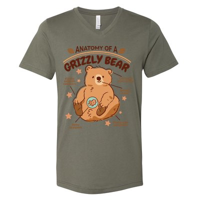 Anatomy Of A Grizzly Bear V-Neck T-Shirt