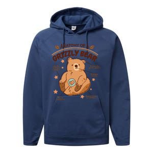 Anatomy Of A Grizzly Bear Performance Fleece Hoodie