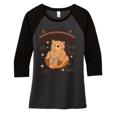 Anatomy Of A Grizzly Bear Women's Tri-Blend 3/4-Sleeve Raglan Shirt