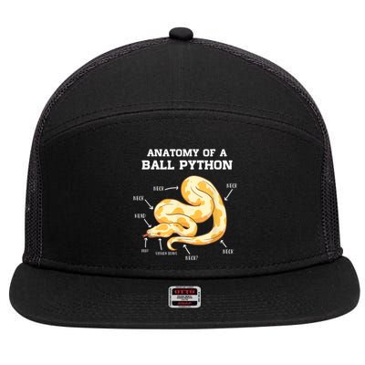 Anatomy Of A Ball Python Reptile Snake Owner 7 Panel Mesh Trucker Snapback Hat