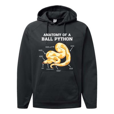 Anatomy Of A Ball Python Reptile Snake Owner Performance Fleece Hoodie