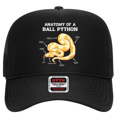 Anatomy Of A Ball Python Reptile Snake Owner High Crown Mesh Back Trucker Hat