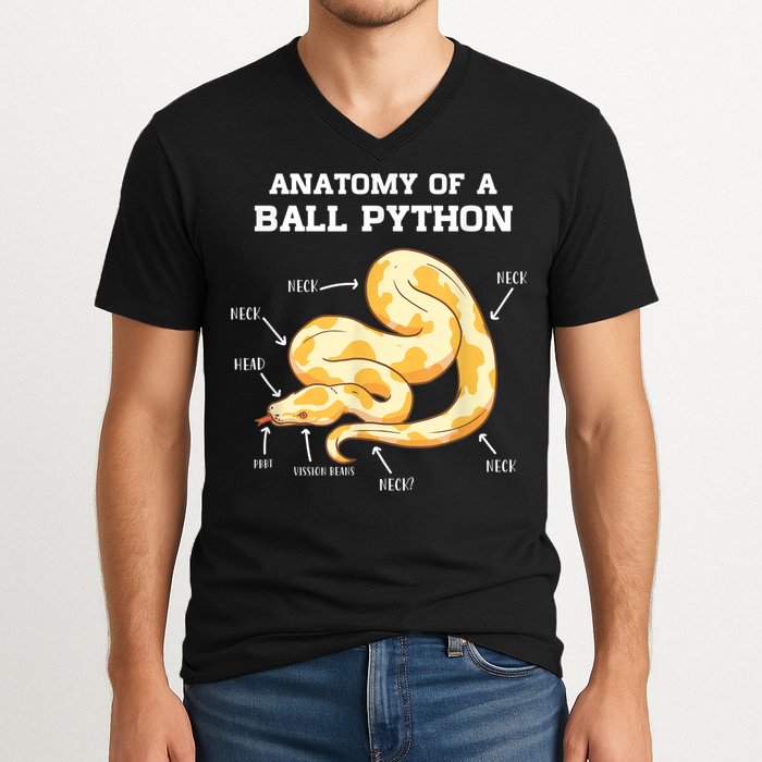 Anatomy Of A Ball Python Reptile Snake Owner V-Neck T-Shirt