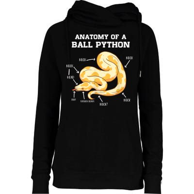 Anatomy Of A Ball Python Reptile Snake Owner Womens Funnel Neck Pullover Hood