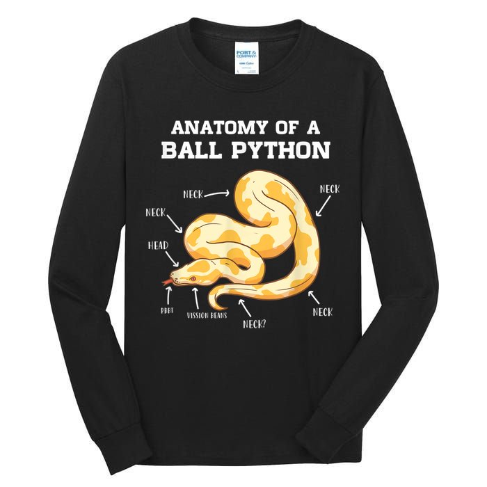 Anatomy Of A Ball Python Reptile Snake Owner Tall Long Sleeve T-Shirt