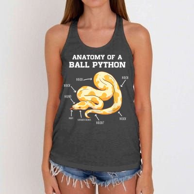 Anatomy Of A Ball Python Reptile Snake Owner Women's Knotted Racerback Tank