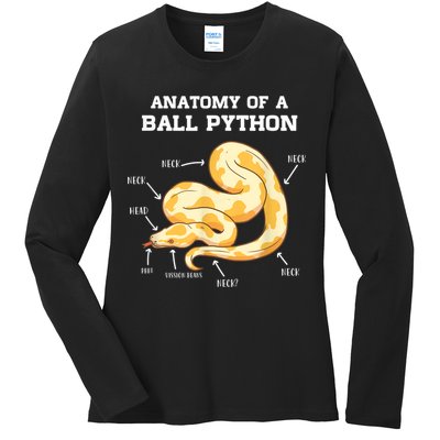 Anatomy Of A Ball Python Reptile Snake Owner Ladies Long Sleeve Shirt