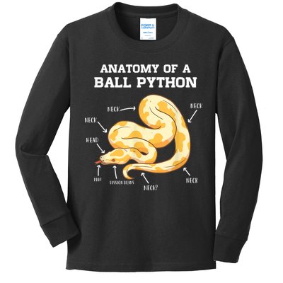 Anatomy Of A Ball Python Reptile Snake Owner Kids Long Sleeve Shirt