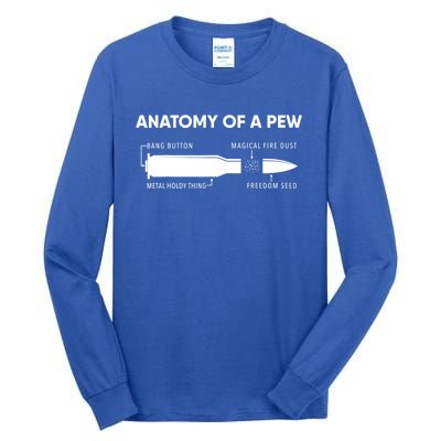 Anatomy Of A Pew Funny Gift Funny Bullet Graphic Gift Tall Long Sleeve T-Shirt