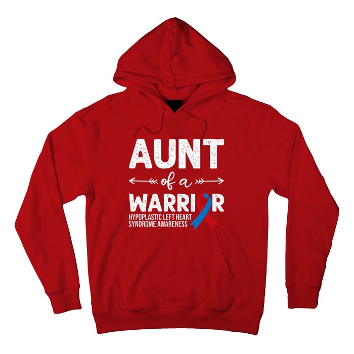 Aunt Of A Warrior Red Blue Ribbon HLHS Awareness Hoodie