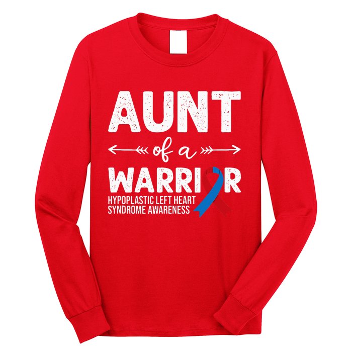 Aunt Of A Warrior Red Blue Ribbon HLHS Awareness Long Sleeve Shirt