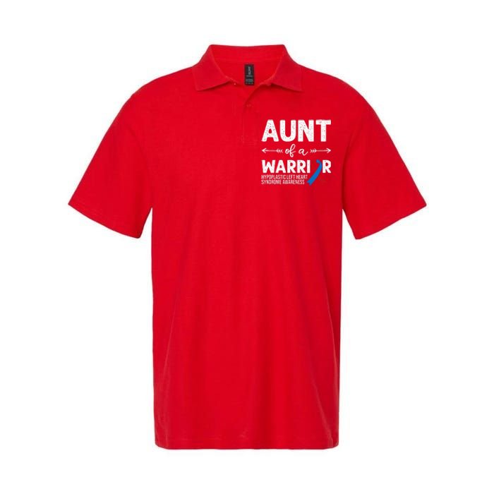 Aunt Of A Warrior Red Blue Ribbon HLHS Awareness Softstyle Adult Sport Polo