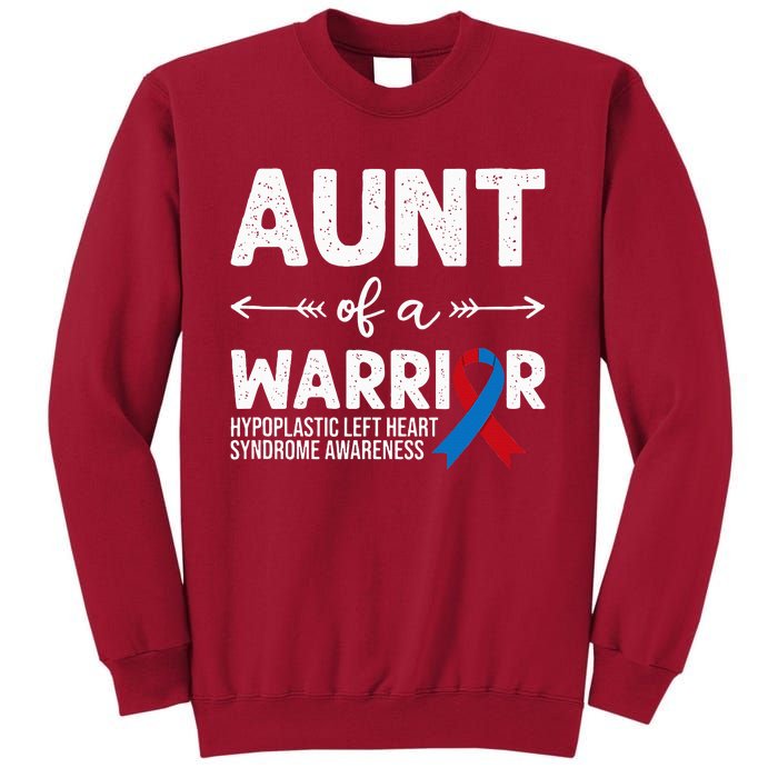 Aunt Of A Warrior Red Blue Ribbon HLHS Awareness Tall Sweatshirt