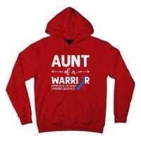 Aunt Of A Warrior Red Blue Ribbon HLHS Awareness Tall Hoodie