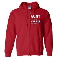 Aunt Of A Warrior Red Blue Ribbon HLHS Awareness Full Zip Hoodie