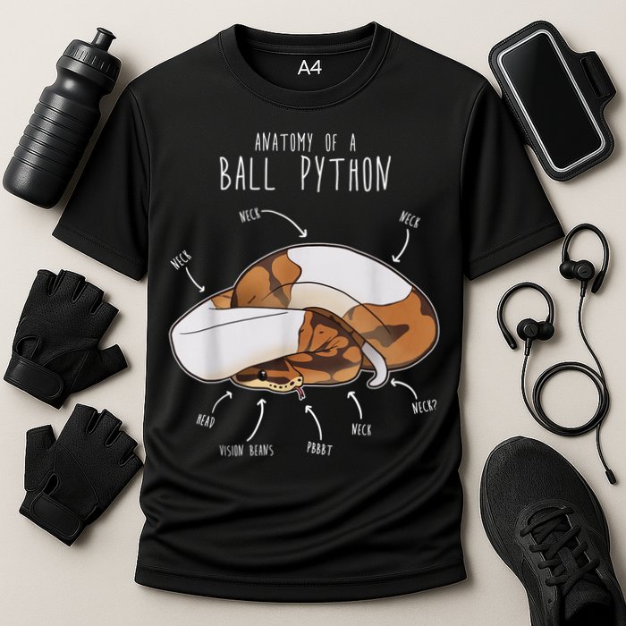 Anatomy Of A Piebald Ball Python Funny Reptile Snake Lover Cooling Performance Crew T-Shirt