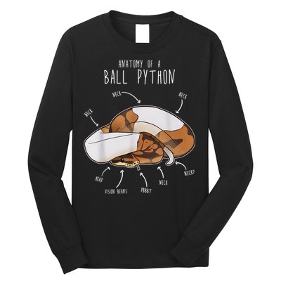 Anatomy Of A Piebald Ball Python Funny Reptile Snake Lover Long Sleeve Shirt