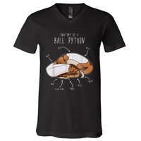 Anatomy Of A Piebald Ball Python Funny Reptile Snake Lover V-Neck T-Shirt