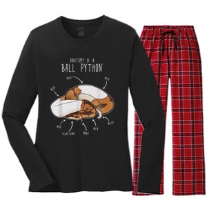 Anatomy Of A Piebald Ball Python Funny Reptile Snake Lover Women's Long Sleeve Flannel Pajama Set 