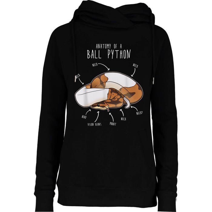 Anatomy Of A Piebald Ball Python Funny Reptile Snake Lover Womens Funnel Neck Pullover Hood