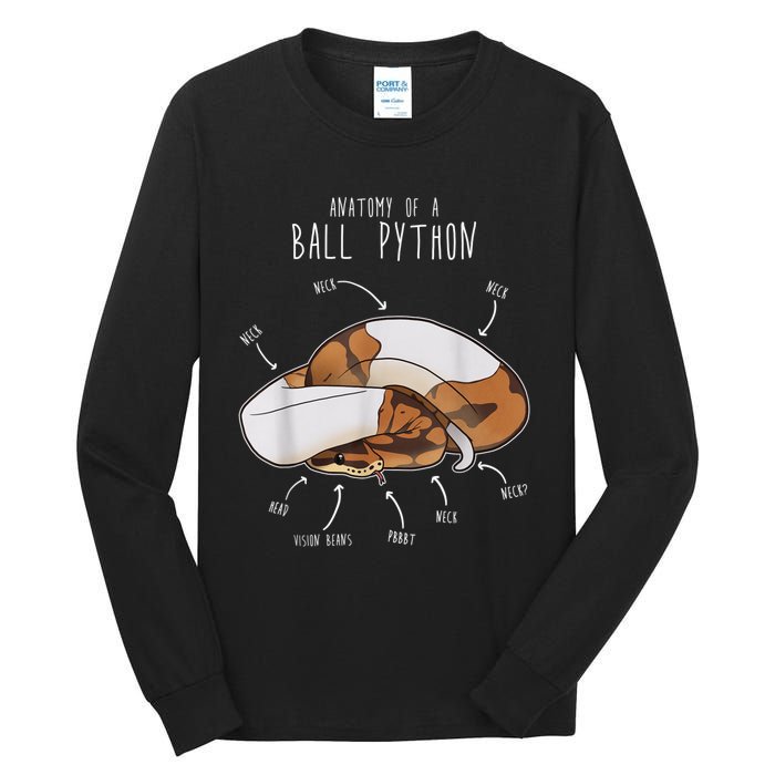 Anatomy Of A Piebald Ball Python Funny Reptile Snake Lover Tall Long Sleeve T-Shirt