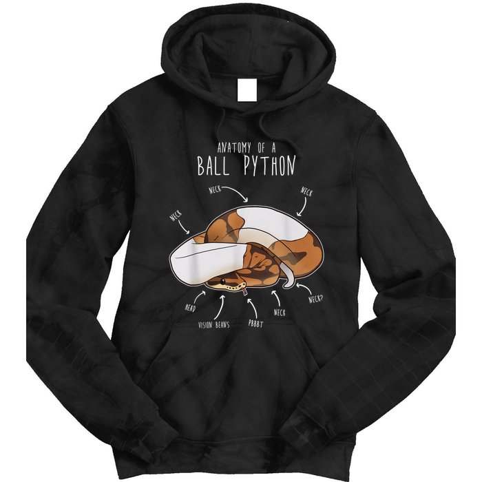 Anatomy Of A Piebald Ball Python Funny Reptile Snake Lover Tie Dye Hoodie