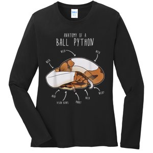 Anatomy Of A Piebald Ball Python Funny Reptile Snake Lover Ladies Long Sleeve Shirt