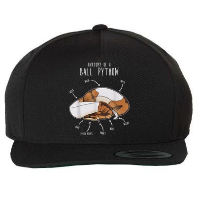 Anatomy Of A Piebald Ball Python Funny Reptile Snake Lover Wool Snapback Cap