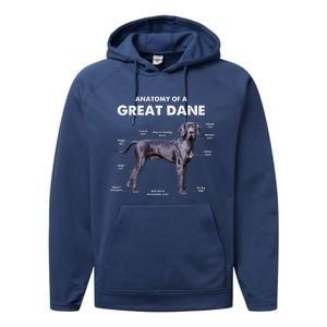 Anatomy Of A Great Dane Perfect Gift For Dog Lovers Performance Fleece Hoodie