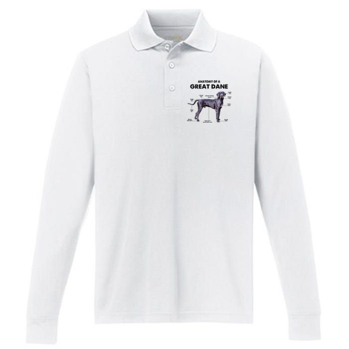 Anatomy Of A Great Dane Perfect Gift For Dog Lovers Performance Long Sleeve Polo