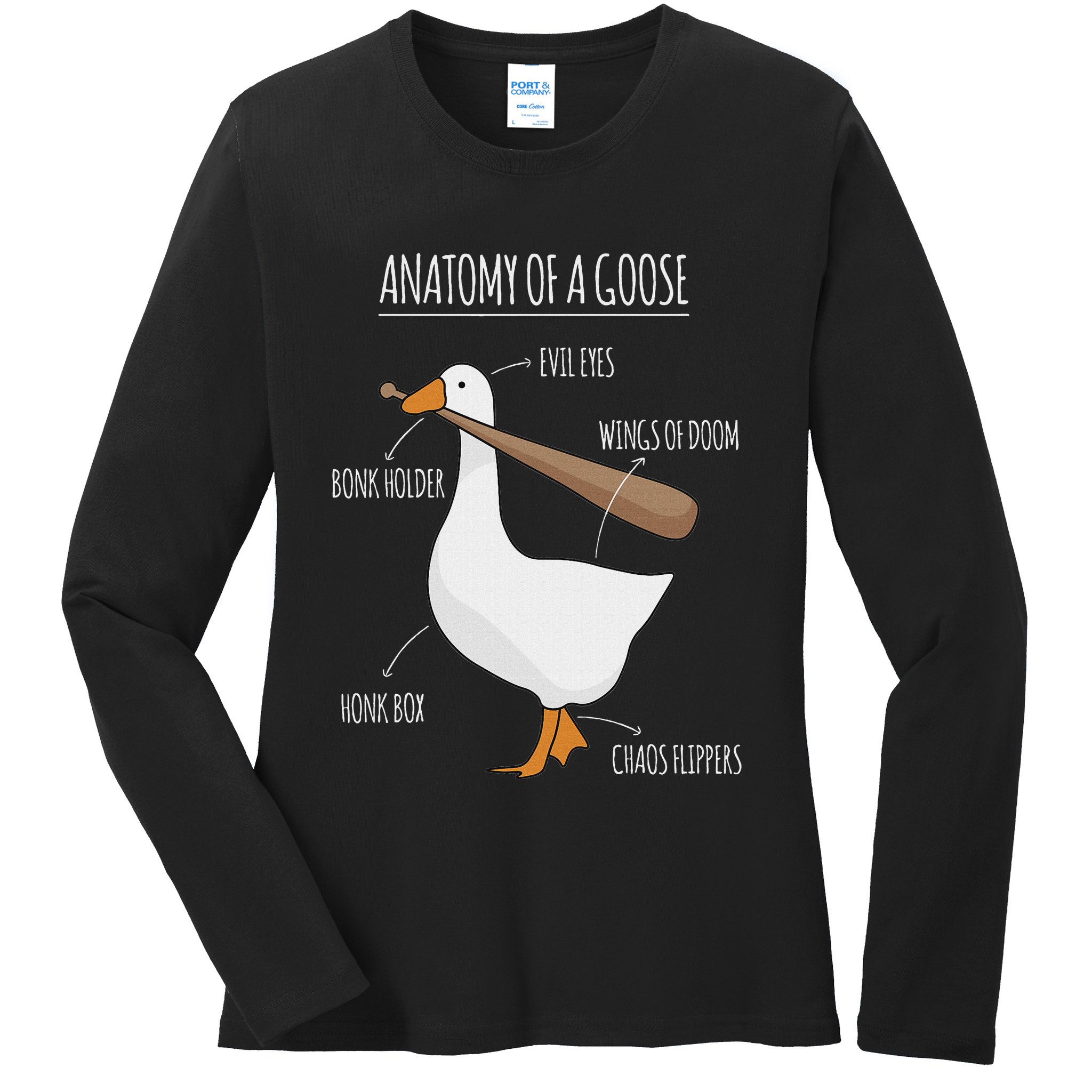 Anatomy Of A Goose Meme Ladies Long Sleeve Shirt