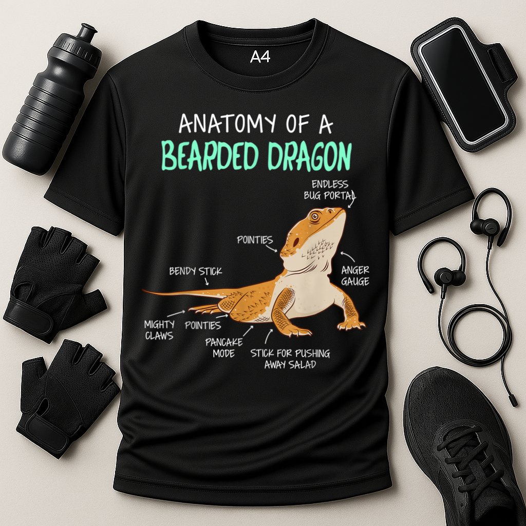 Anatomy Of A Bearded Dragon Bearded Dragon Lizard Pogona Reptile Cooling Performance Crew T-Shirt