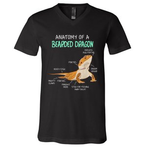 Anatomy Of A Bearded Dragon Bearded Dragon Lizard Pogona Reptile V-Neck T-Shirt