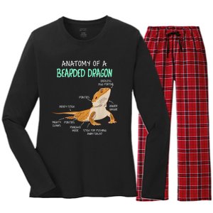 Anatomy Of A Bearded Dragon Bearded Dragon Lizard Pogona Reptile Women's Long Sleeve Flannel Pajama Set 