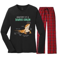 Anatomy Of A Bearded Dragon Bearded Dragon Lizard Pogona Reptile Women's Long Sleeve Flannel Pajama Set 