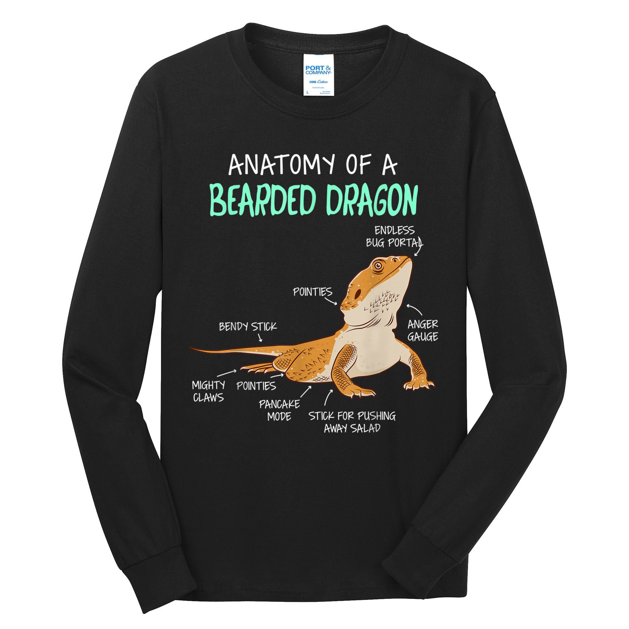 Anatomy Of A Bearded Dragon Bearded Dragon Lizard Pogona Reptile Tall Long Sleeve T-Shirt