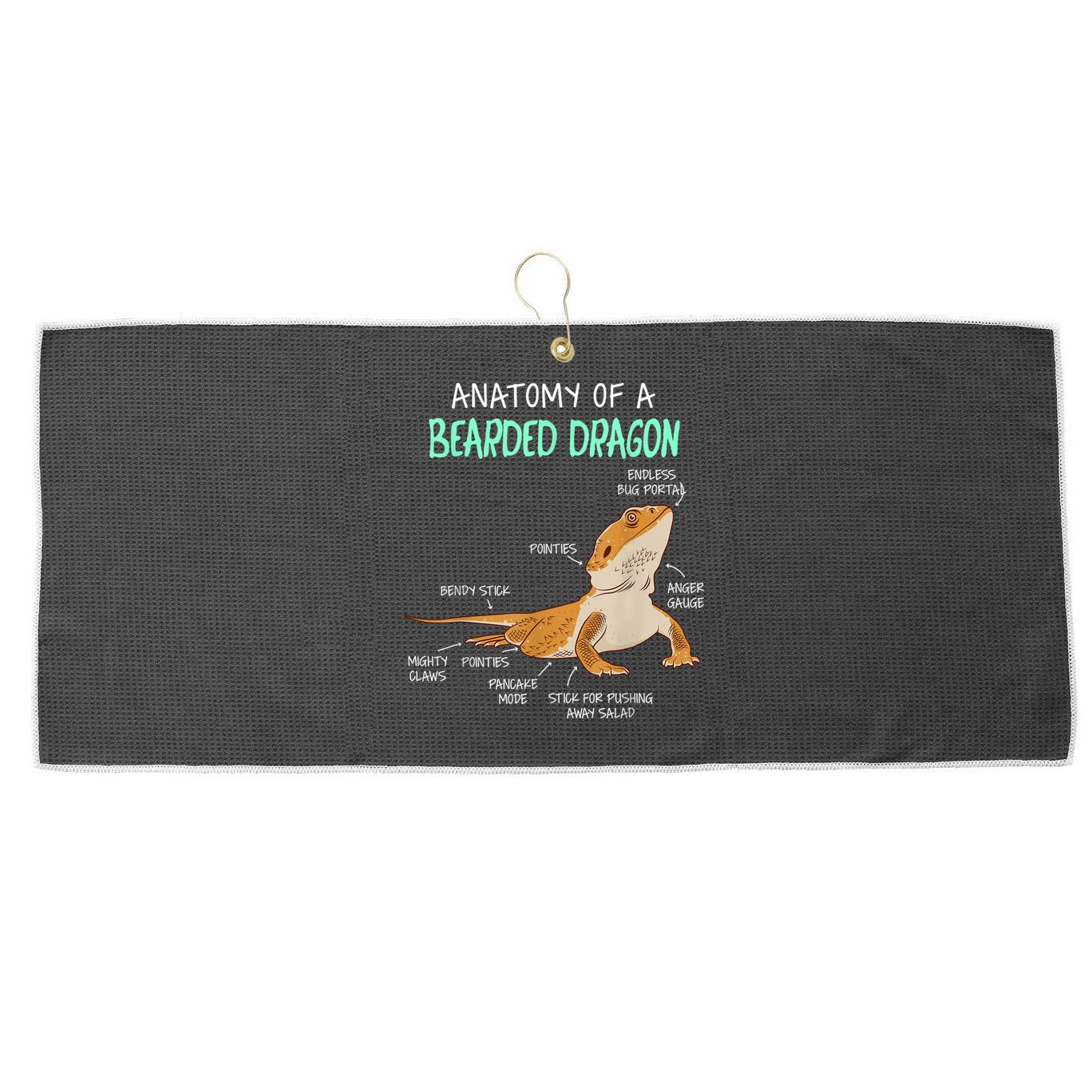 Anatomy Of A Bearded Dragon Bearded Dragon Lizard Pogona Reptile Large Microfiber Waffle Golf Towel