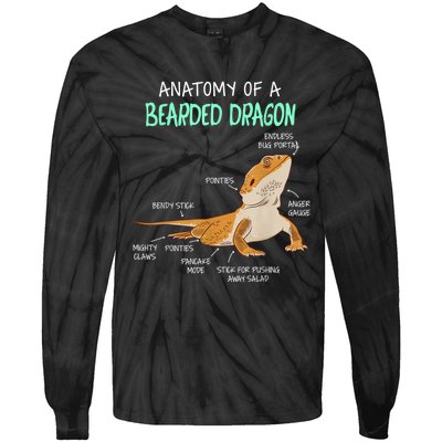 Anatomy Of A Bearded Dragon Bearded Dragon Lizard Pogona Reptile Tie-Dye Long Sleeve Shirt