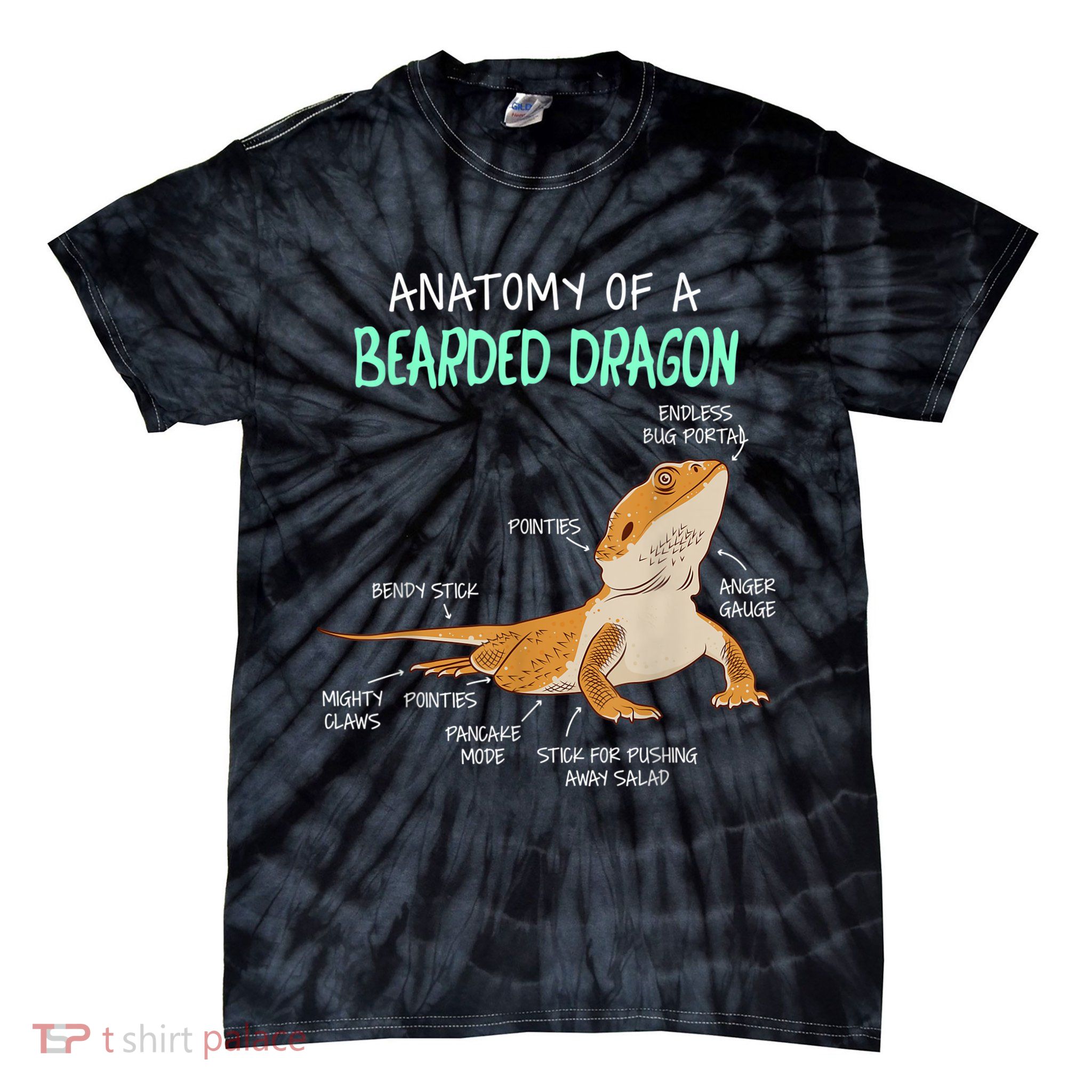 Anatomy Of A Bearded Dragon Bearded Dragon Lizard Pogona Reptile Tie-Dye T-Shirt