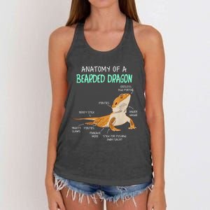 Anatomy Of A Bearded Dragon Bearded Dragon Lizard Pogona Reptile Women's Knotted Racerback Tank