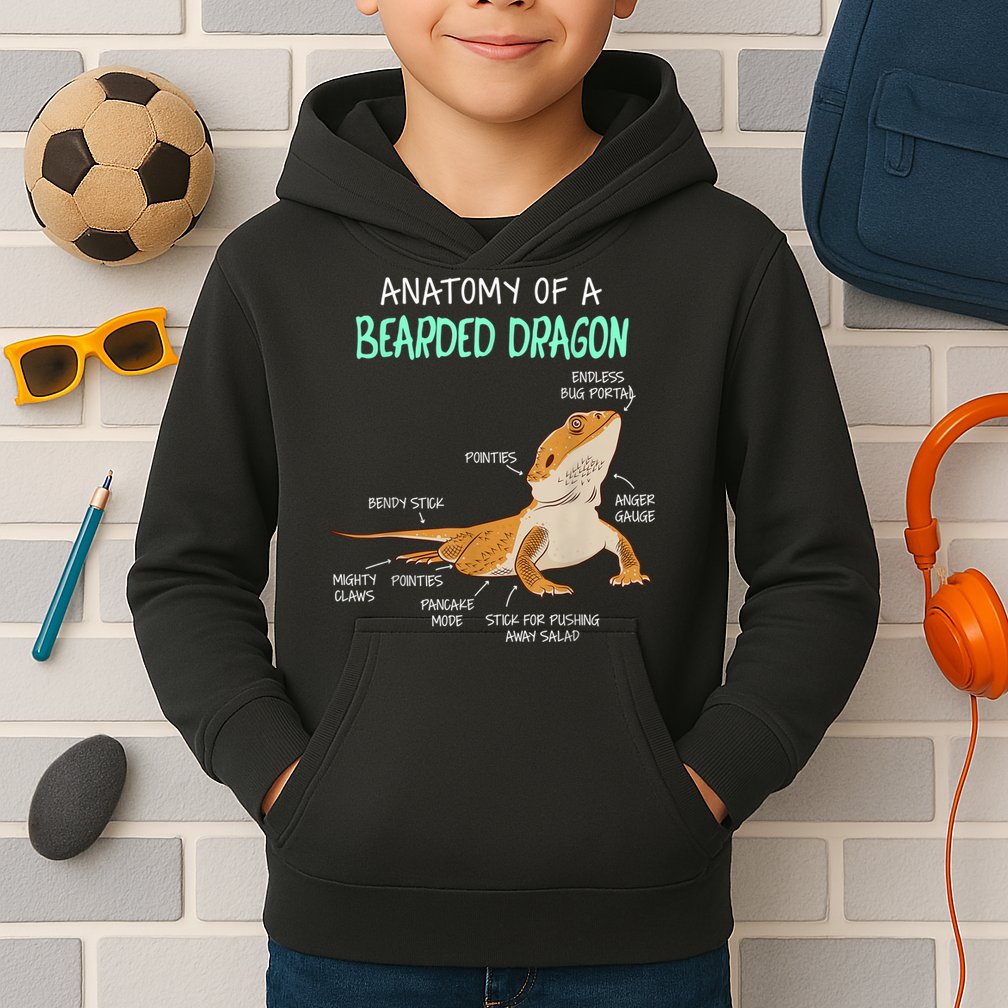 Anatomy Of A Bearded Dragon Bearded Dragon Lizard Pogona Reptile Kids Hoodie