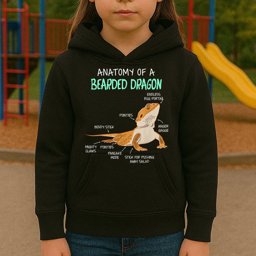 Anatomy Of A Bearded Dragon Bearded Dragon Lizard Pogona Reptile Kids Hoodie