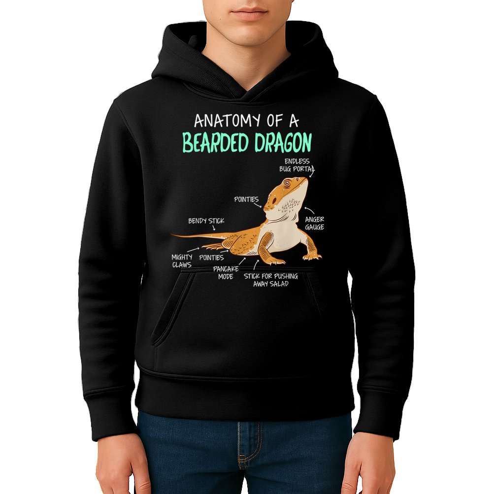Anatomy Of A Bearded Dragon Bearded Dragon Lizard Pogona Reptile Kids Hoodie